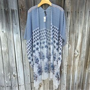 NWT Lane Bryant Floral Print Kimono Blue OS